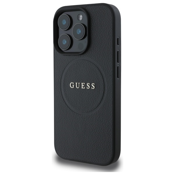 iPhone 16 Pro Max MagSafe Leder Hardcase Hülle Grained Ring (GUHMP16XPGHSMMK) - Schwarz