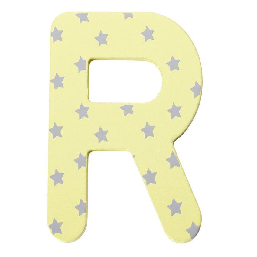 Lettre décorative en bois R - Jaune