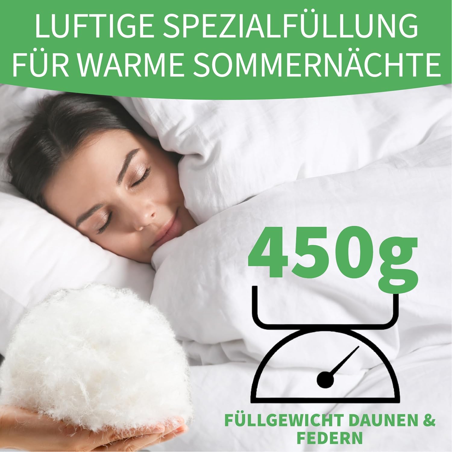Welldora Komfort Bettdecke 200x200 Sommer | 100% Extraweiche Federn & Daunen | Fachärztlich geprüft, Oeko-Tex, Allergiker | Zertifiziert für Tierwohl | Dünne leichte Sommerdecke Daunendecke 200x200
