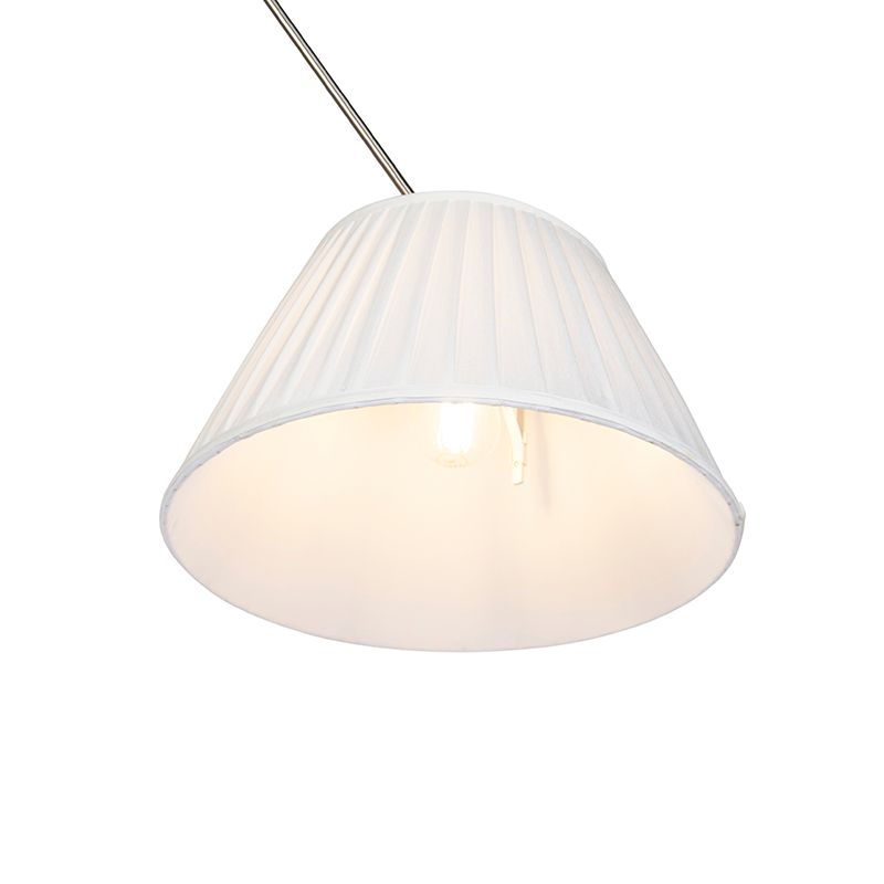 Hanglamp staal met plisse kap crème 35 cm - Blitz
