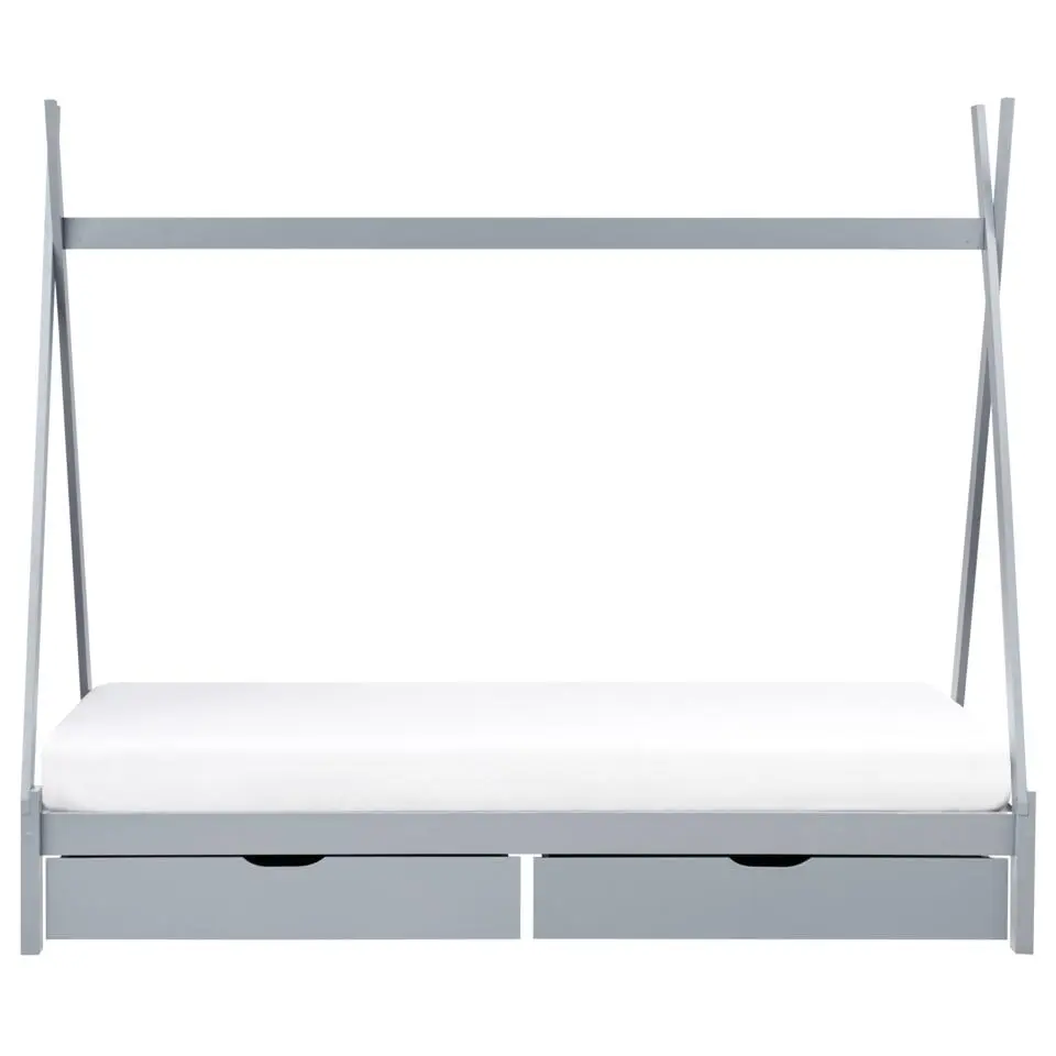 DEVAY - Kinderbed met opbergruimte - Grijs - 90 x 200 cm - Grenenhout
