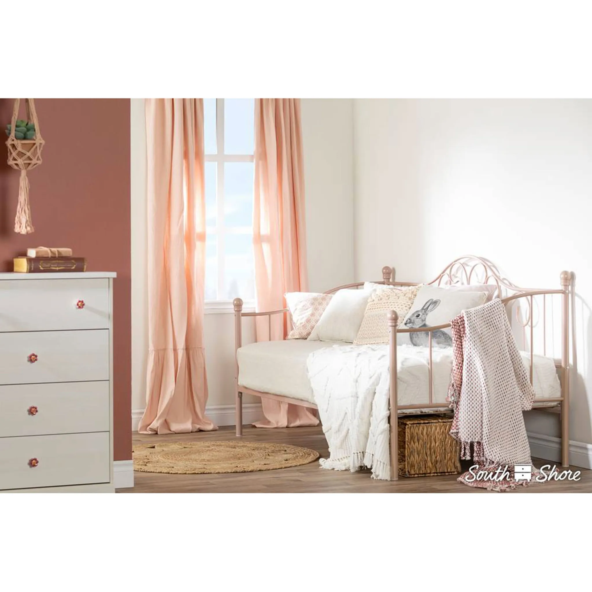 South Shore Lit de Jour en Métal Lily Rose - Rose Blush