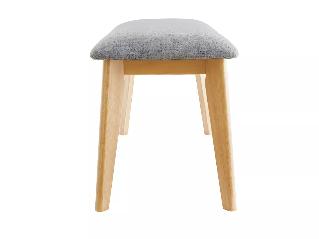 Banc scandinave en tissu gris clair et bois clair L92 cm ELION