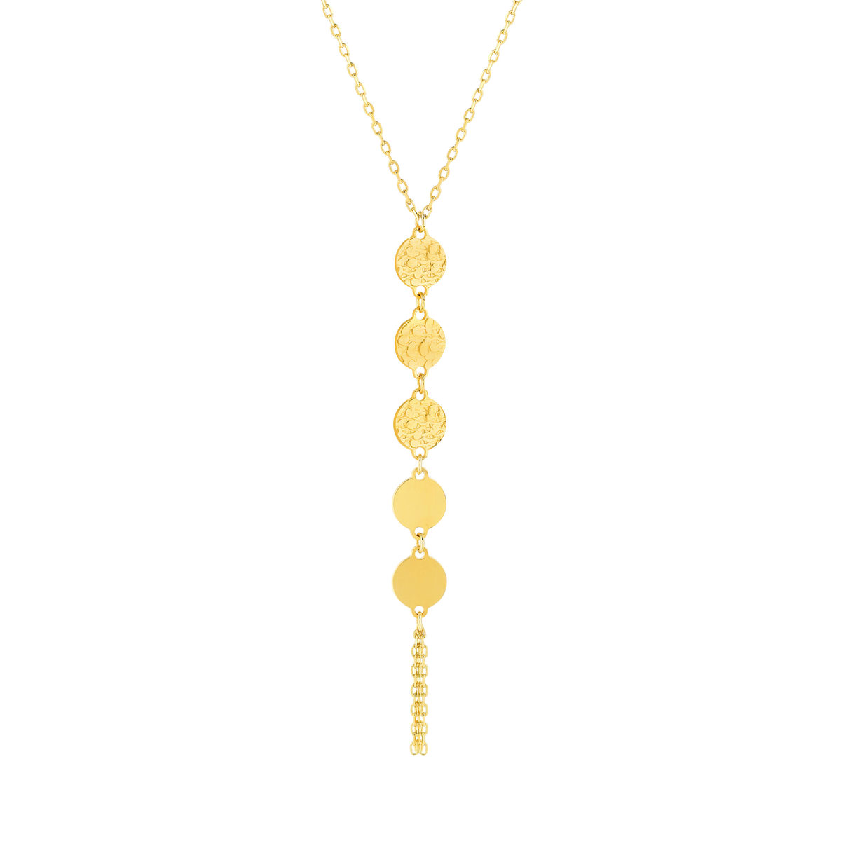 Collier or jaune 750 motif pastille 42 cm