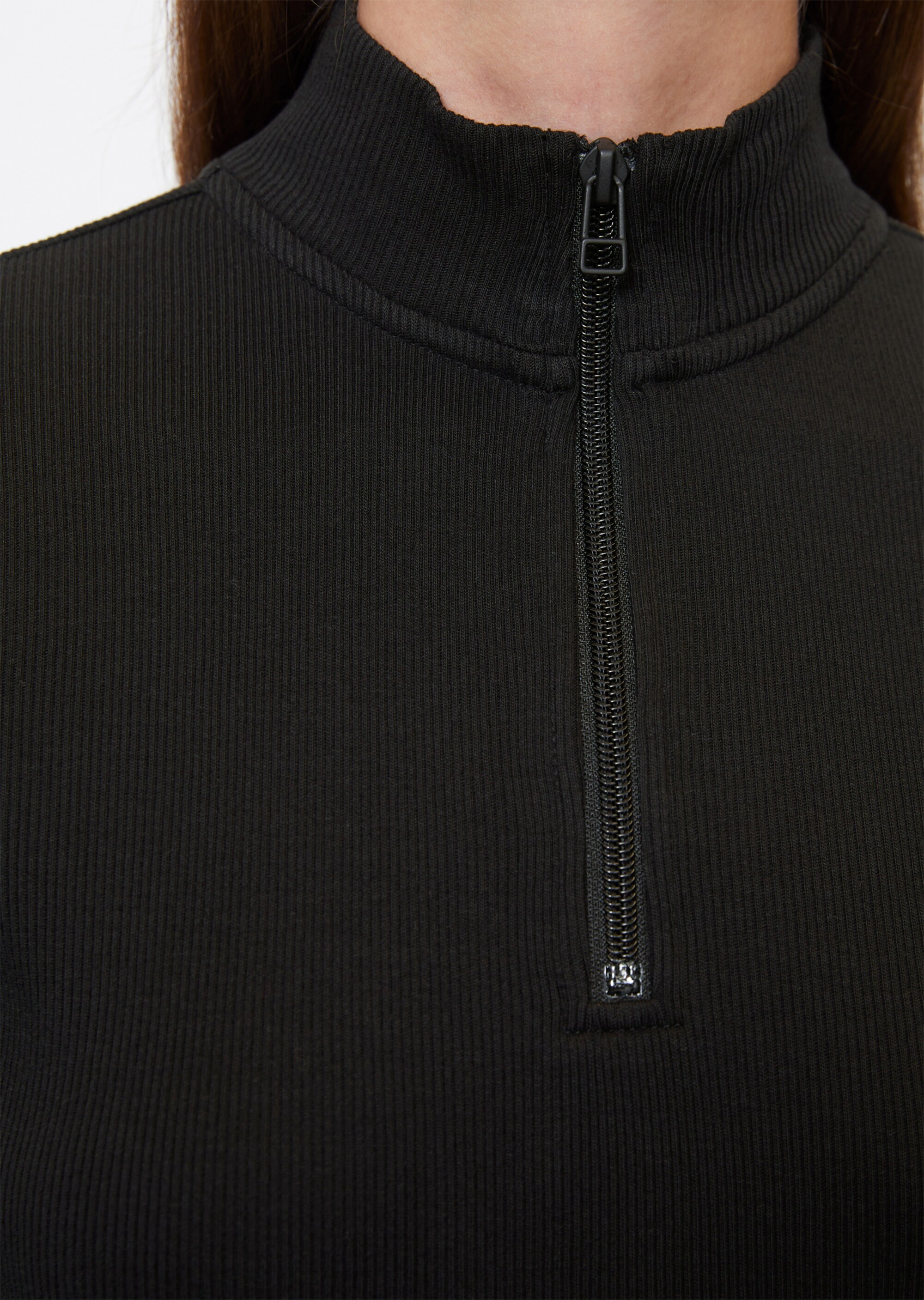 Zip-Longsleeve slim aus softem Rib-Jersey
