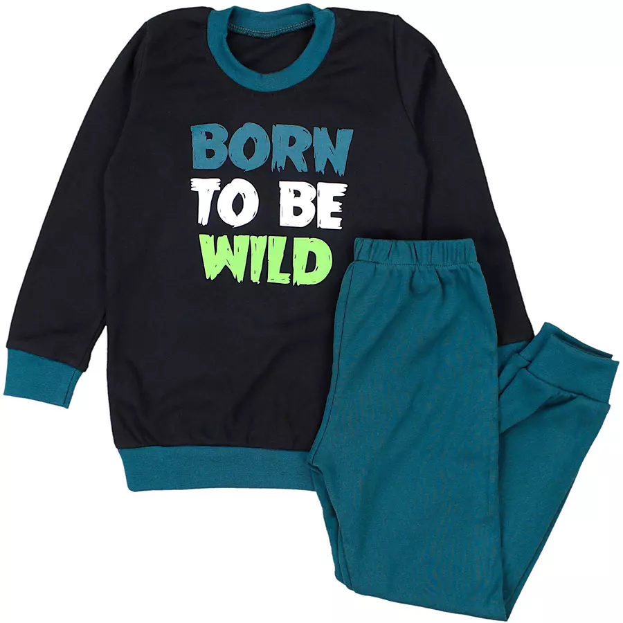 TupTam Kinder Jungen Pyjama Set Langarm 2-teilig schwarzgrün