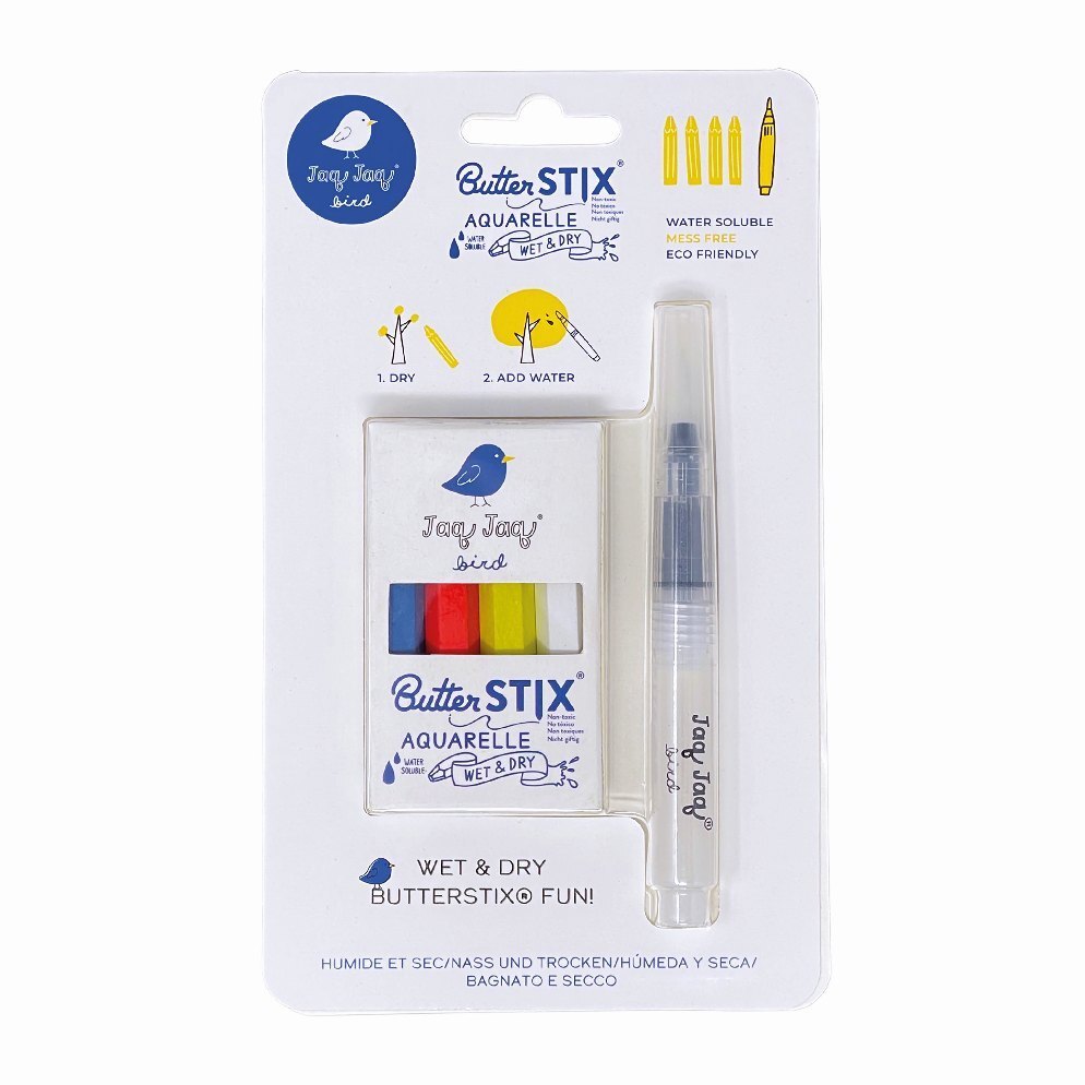 Jaq Jaq Bird - 4 Kreide Butterstix mit Wasserstift aquarell