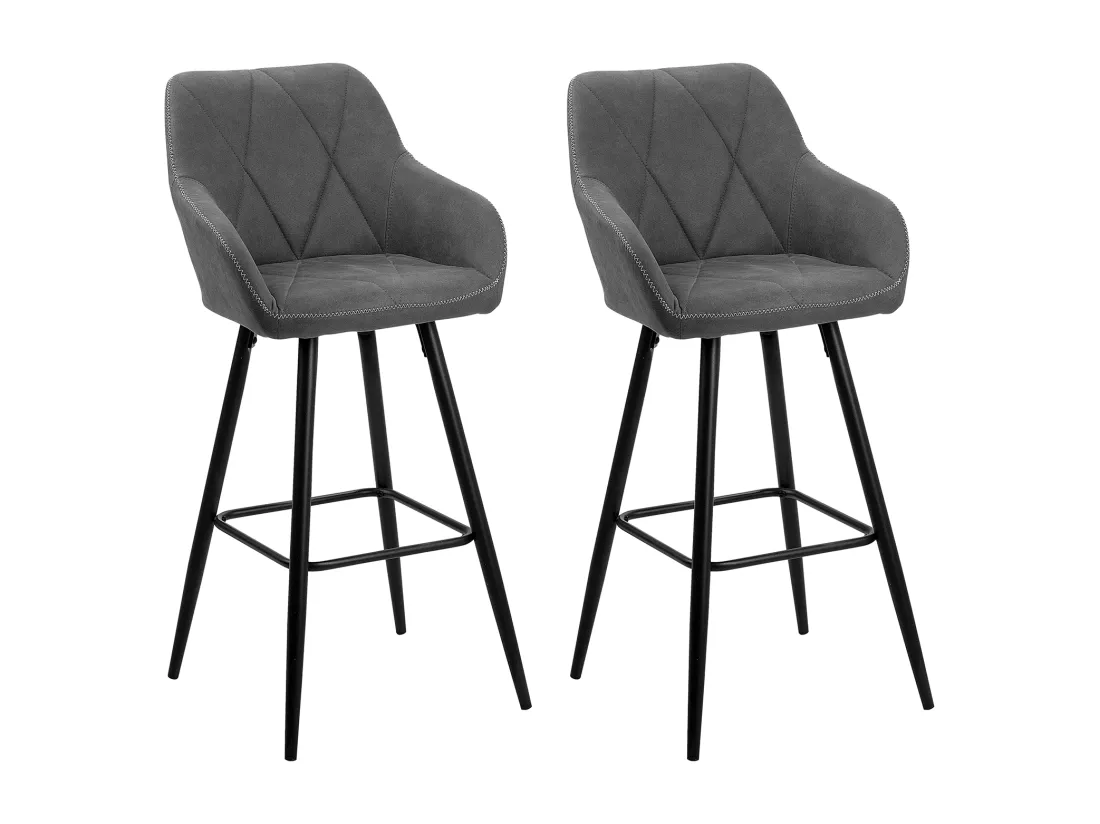 Lot de 2 chaises de bar DARIEN Gris