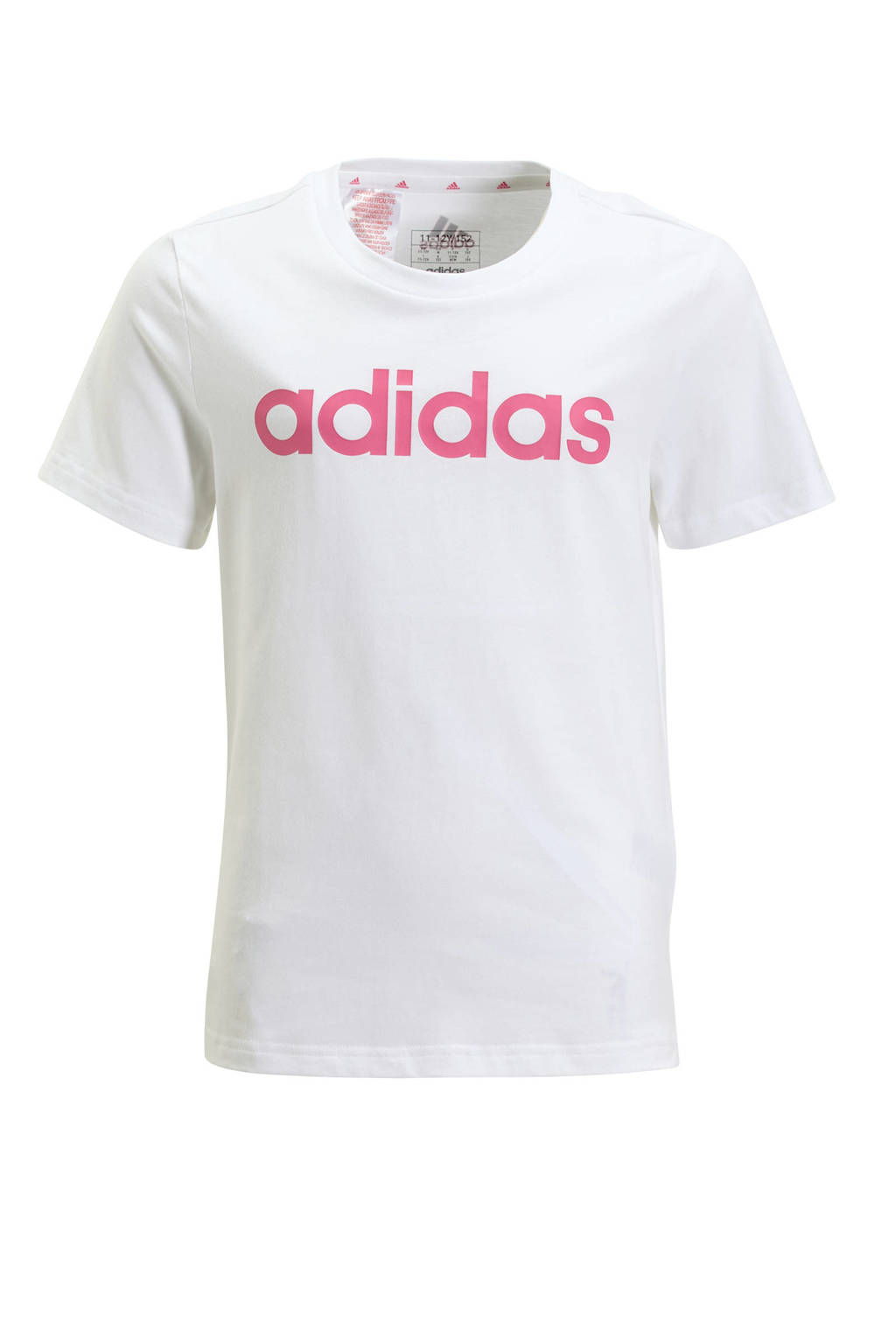 adidas T-shirt met logo wit/roze