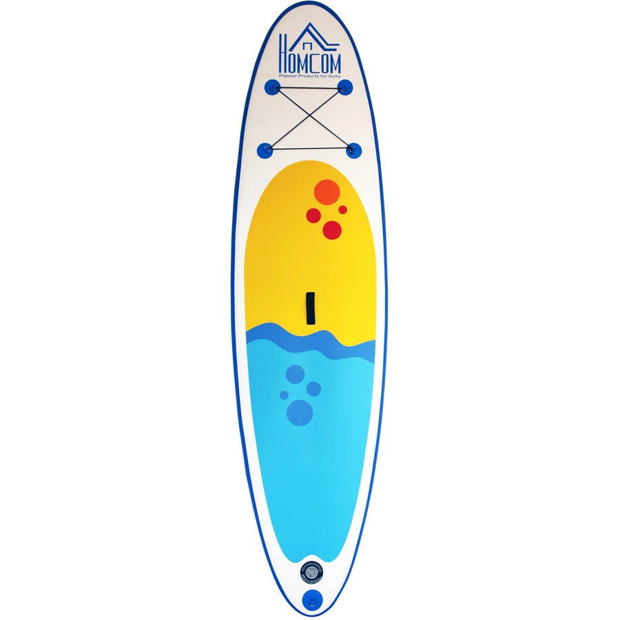 HOMCOM Aufblasbares Surfbrett mit Paddel weiß, blau
