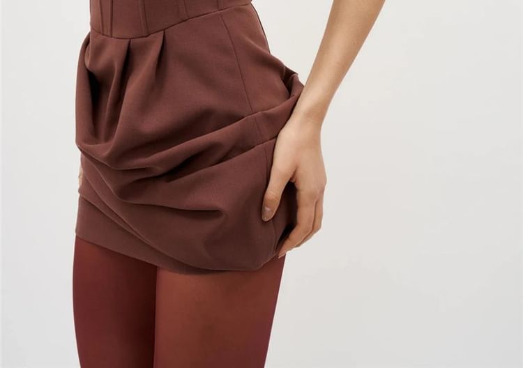 Secolo - Strapless effen mini-korsetjurk met ruches