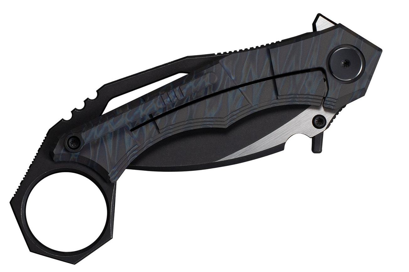 WE Knife Tayra WE24069-4 Blackwashed Bohler M390, Tiger Stripe Pattern Flamed Titanium, zakmes