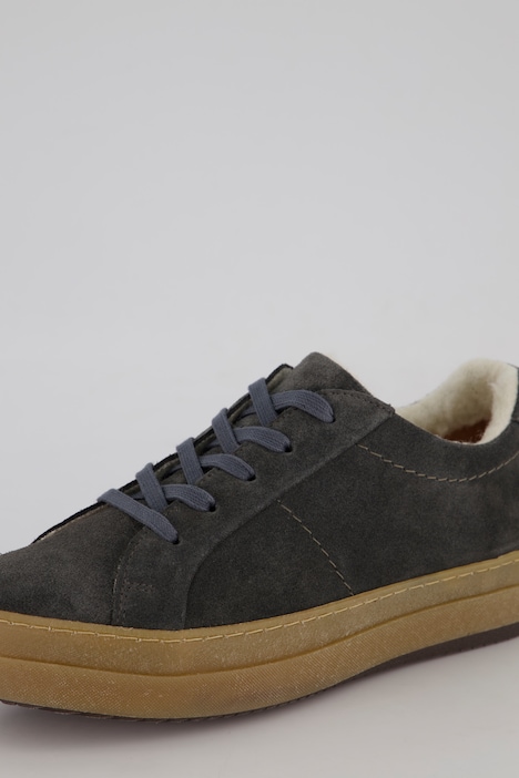 Leder-Sneaker, Wollfutter, Veloursleder, Weite H