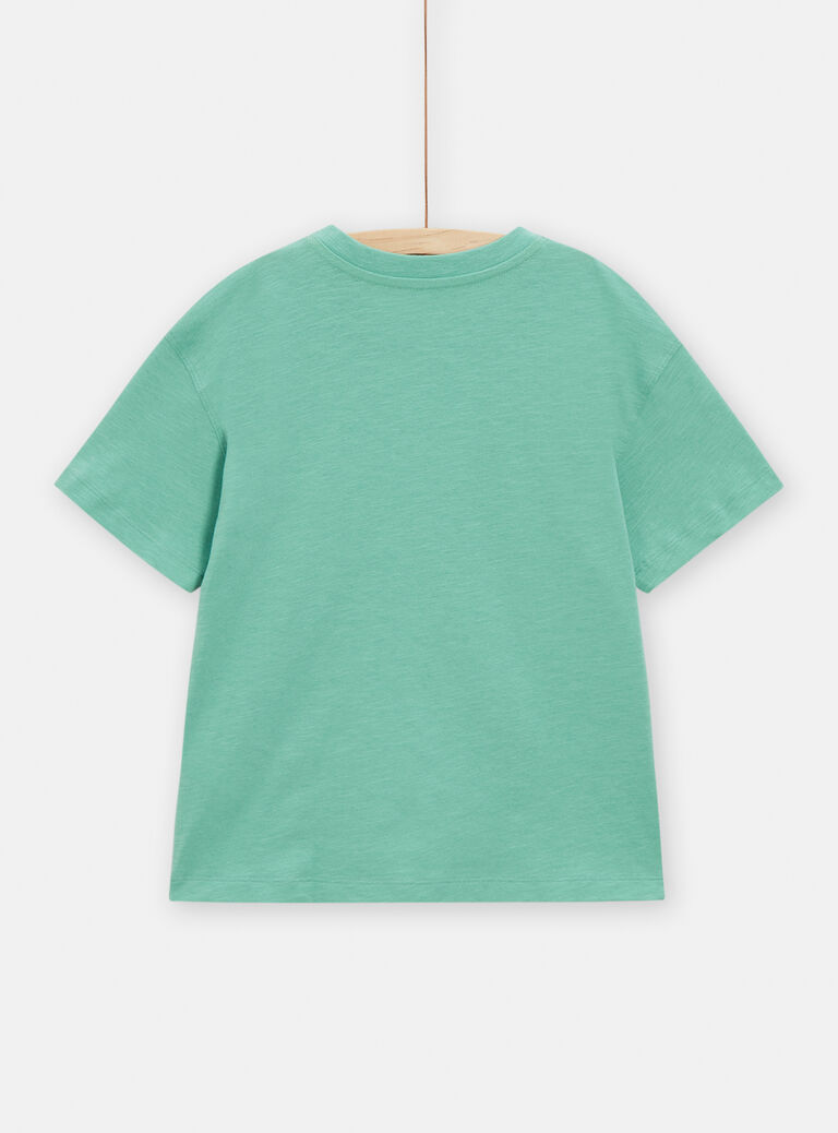 T-shirt vert clair animation dinosaures pour garçon