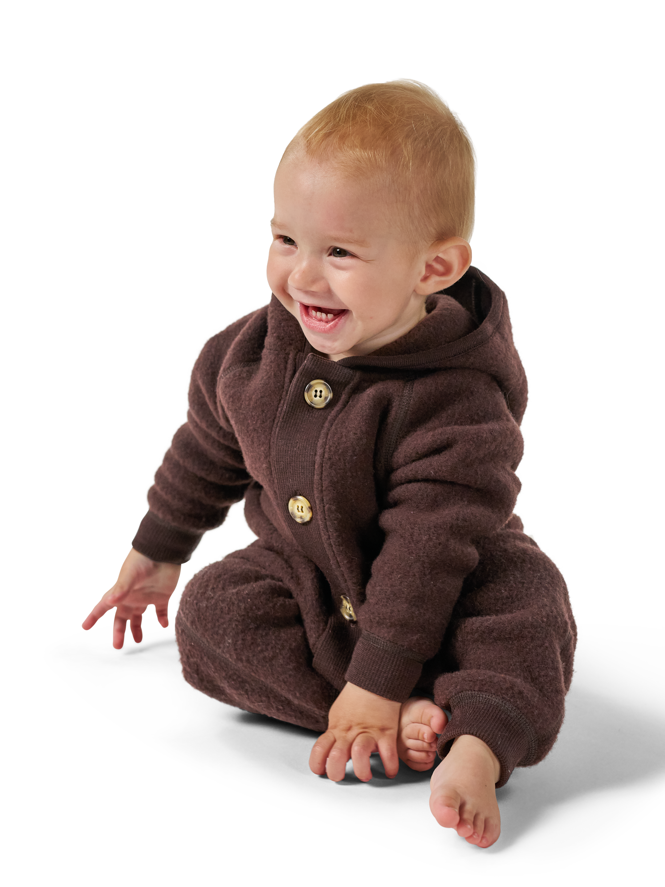 Fleecepak van merinwol voor baby's in Koffie