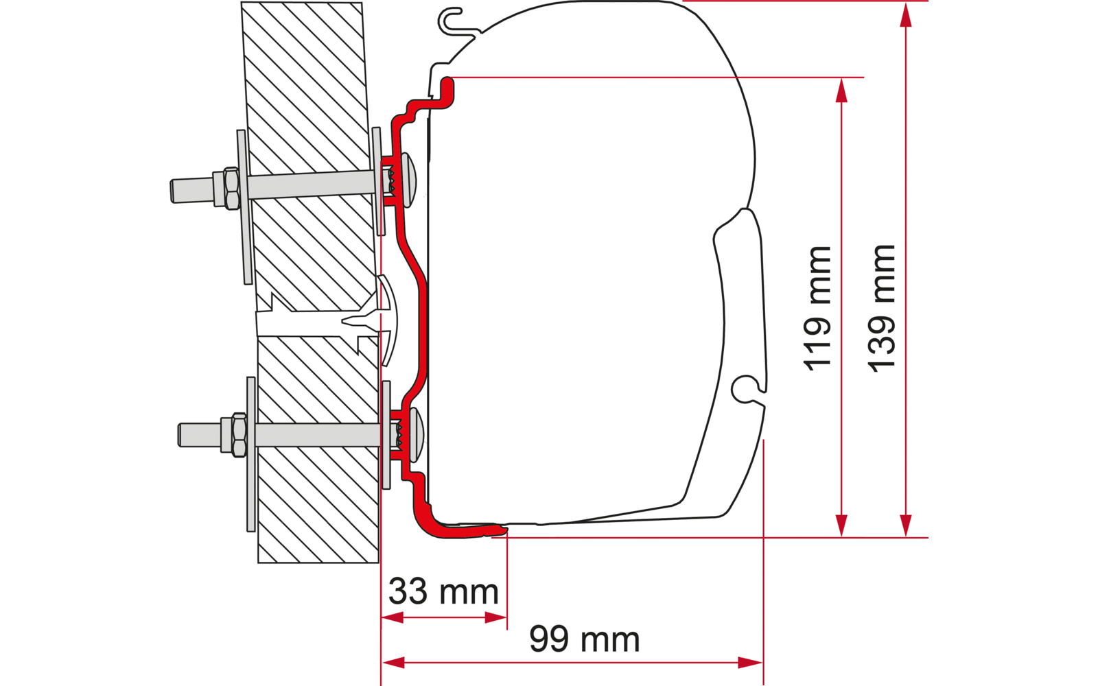 Fiamma Kit Hymer 2016 Markisenadapter für Fiamma F45