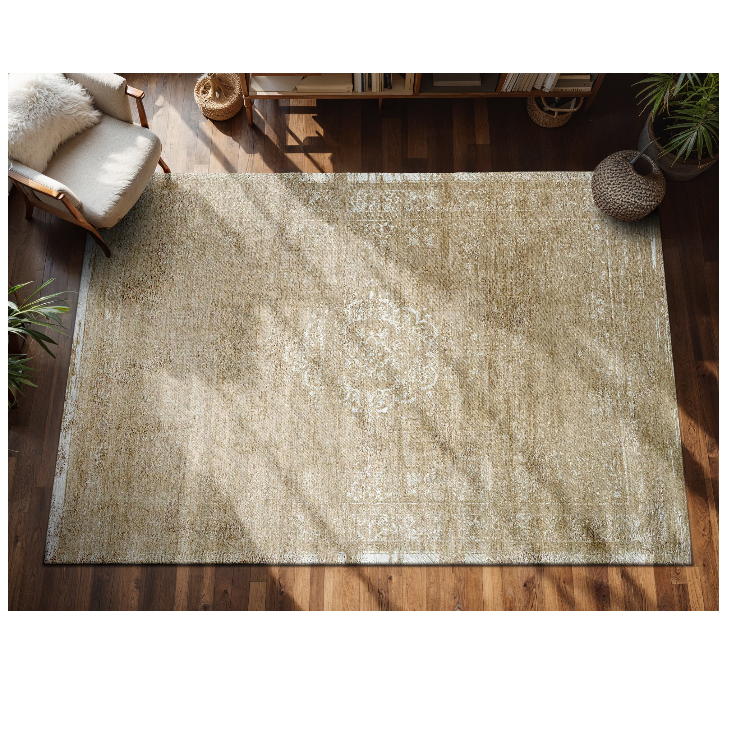 Louis de Poortere Medallion Fading World Vloerkleed 80 x 150 cm - Milk Curry