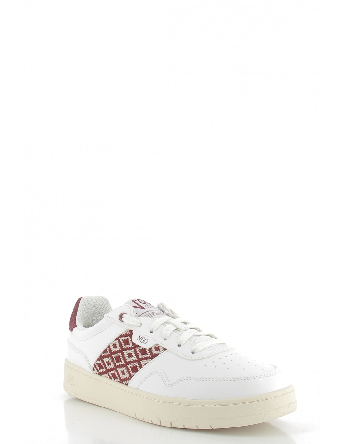 n'go shoes baskets de ville mixte huê classique cuir blanc/bordeaux