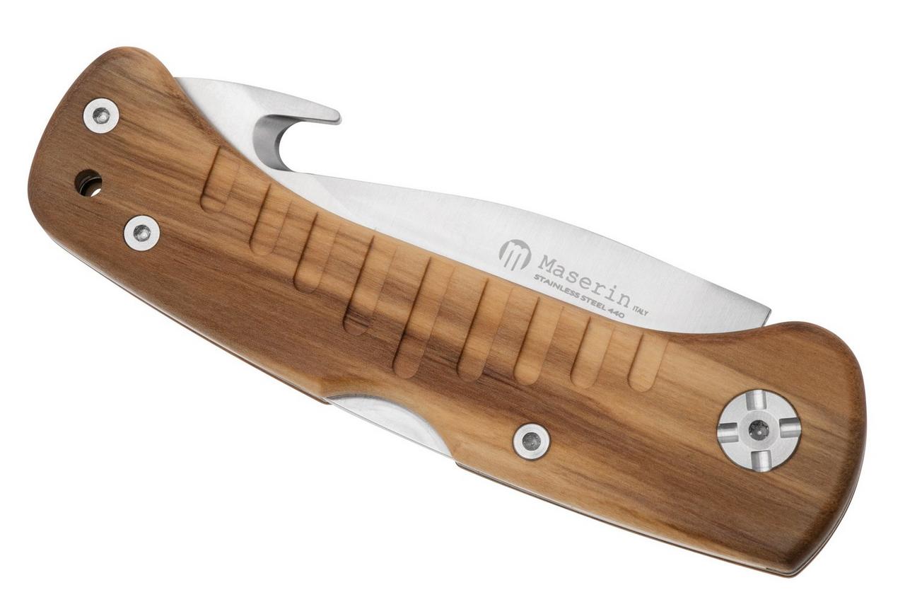 Maserin 763 Skinner Olive Wood, Gut Hook, jachtzakmes
