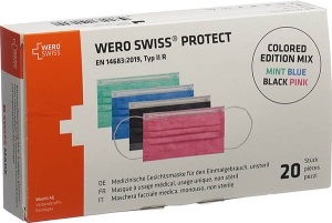 Wero Swiss Typ IIR Protect Medizinische Mundschutz Maske farbig, 20 Stück