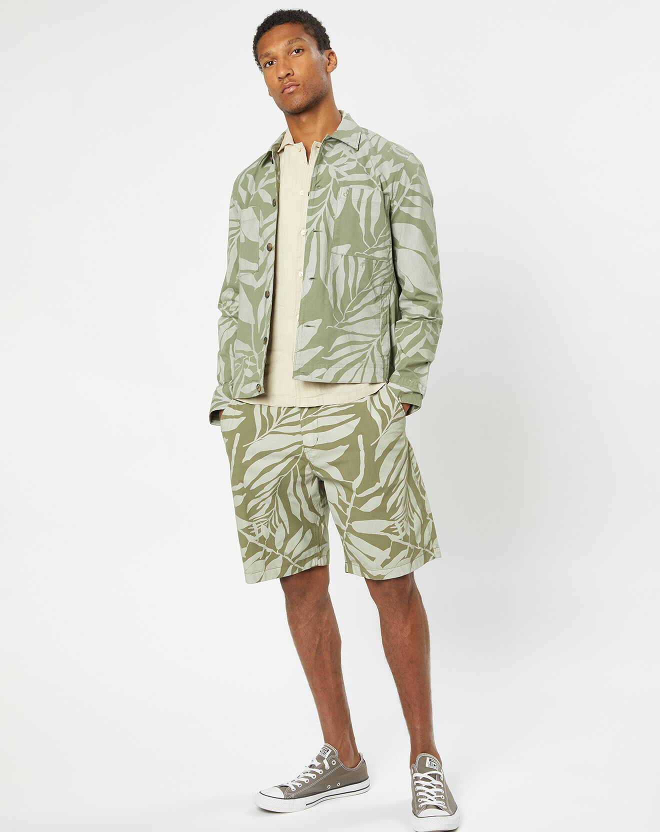 Marc O'Polo Veste Trucker Coton Bio kaki clair