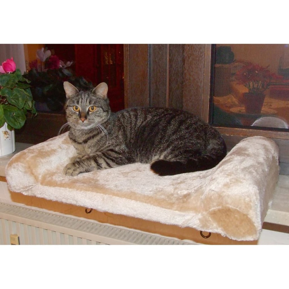 Lit de rebord de fenêtre pour chats beige 36 x 56 cm 82656