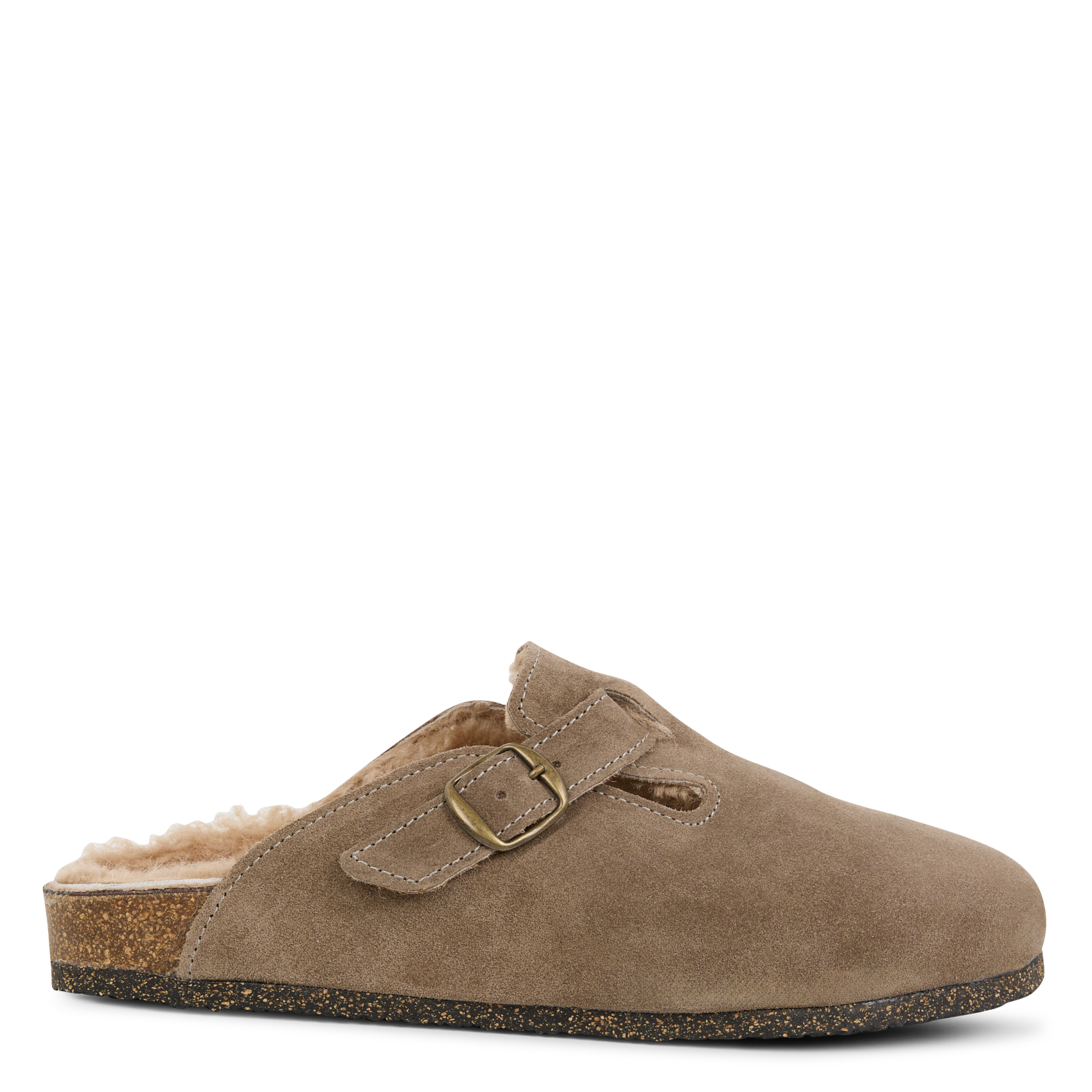 LEO - Sabots fourrés en cuir velours | Beige