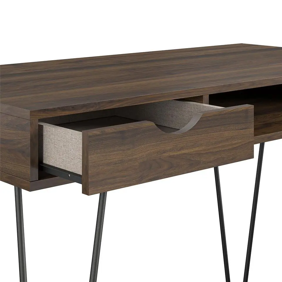 Concord - Bureau met 1 lade in walnoot spaanplaat