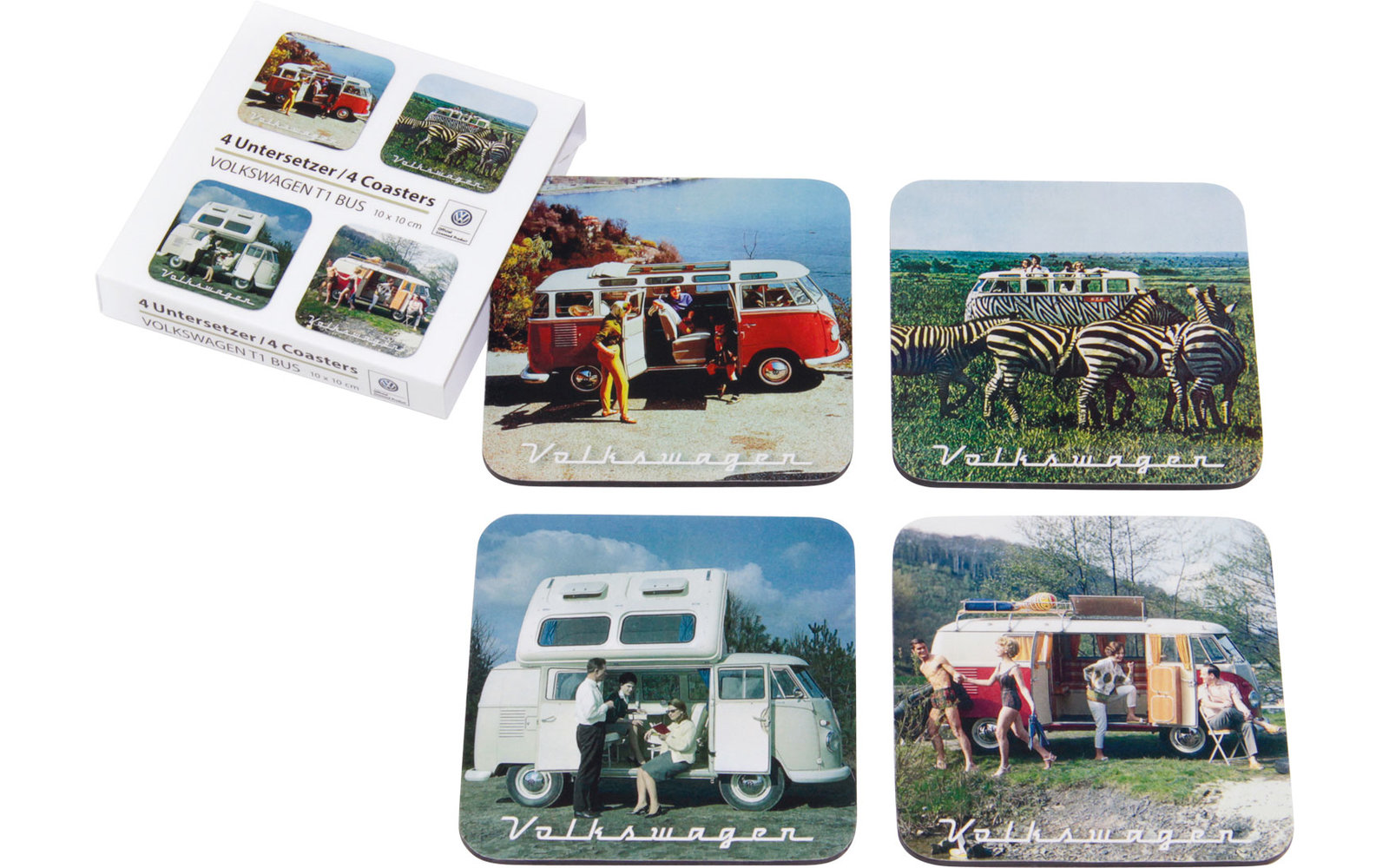 VW Collection T1 Bus Untersetzer 4er Set Bunt