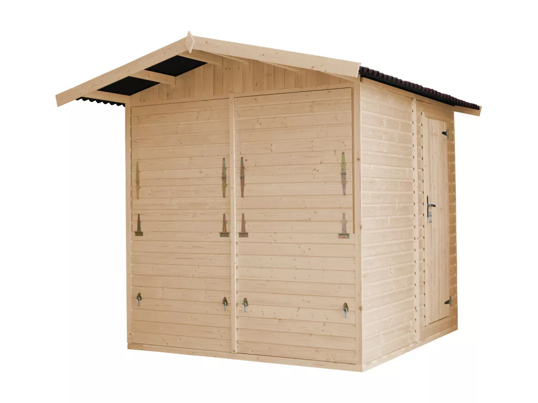 TIMBELA M149 Maison de jardin en bois, Étal de marché en bois H232x253x263 cm/4 m2