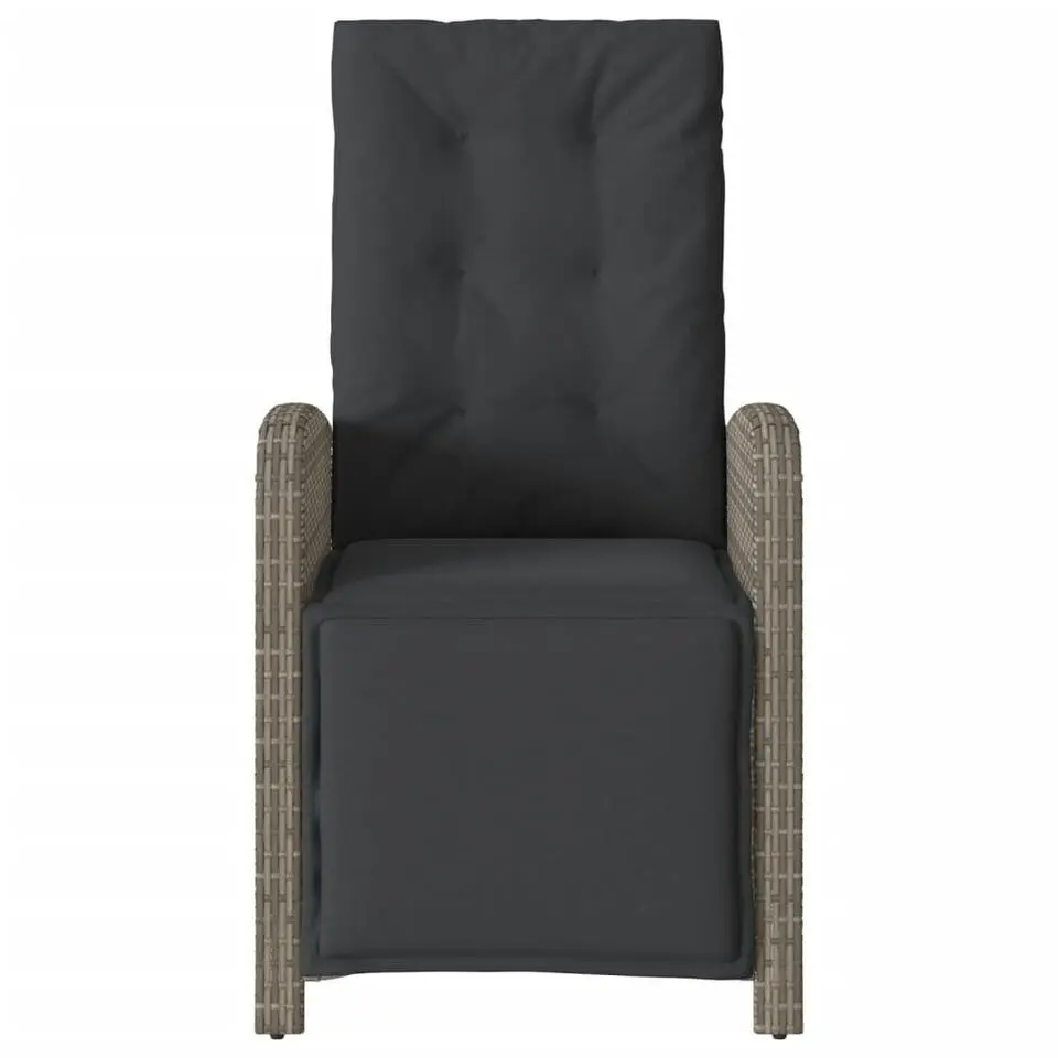 vidaXL - Verstelbare tuinstoelen - Voetensteun - Grijs - Poly rattan - 2 stuks