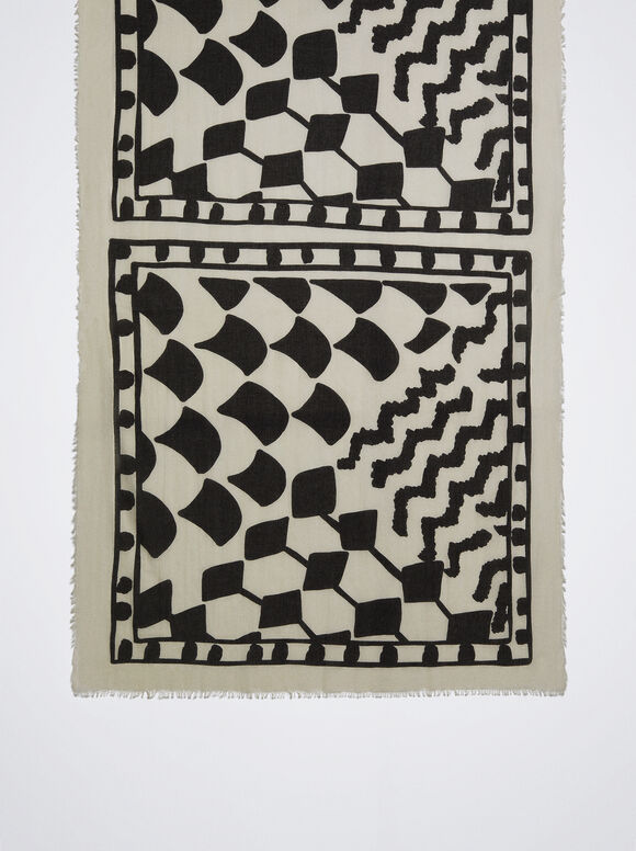 Lenço de algodão estampado - Preto
