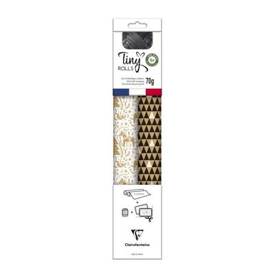 Clairefontaine - Set d'emballage cadeaux blanc/or - Tiny Rolls