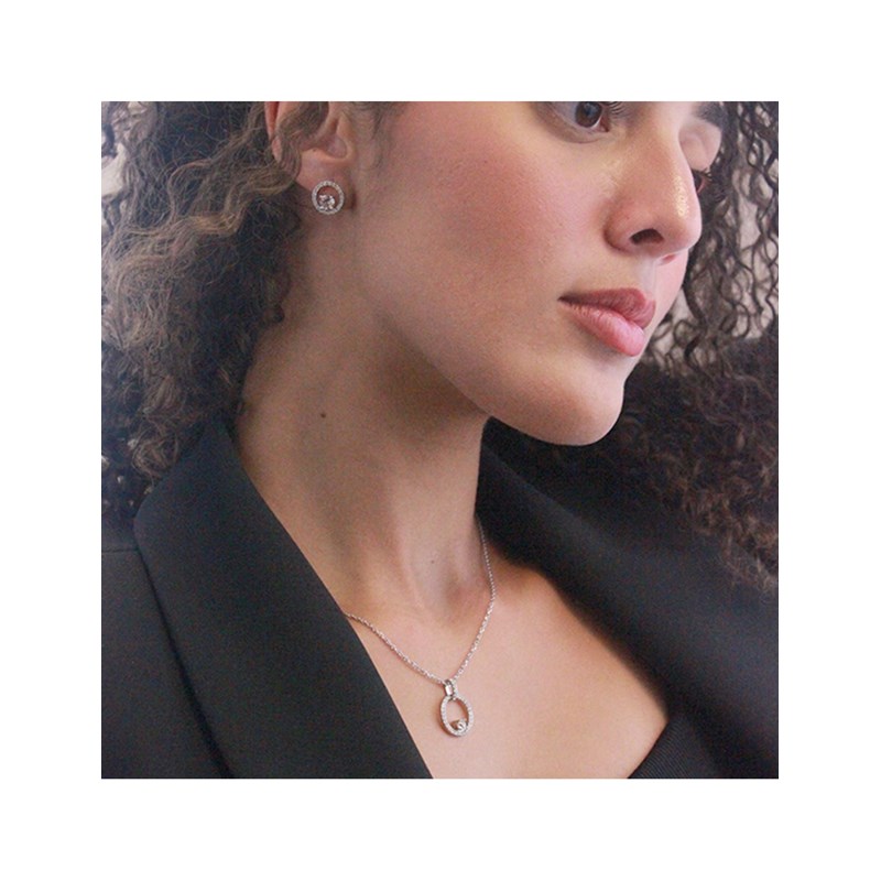 Boucles d'oreilles Desiree  - Argenté et cristal