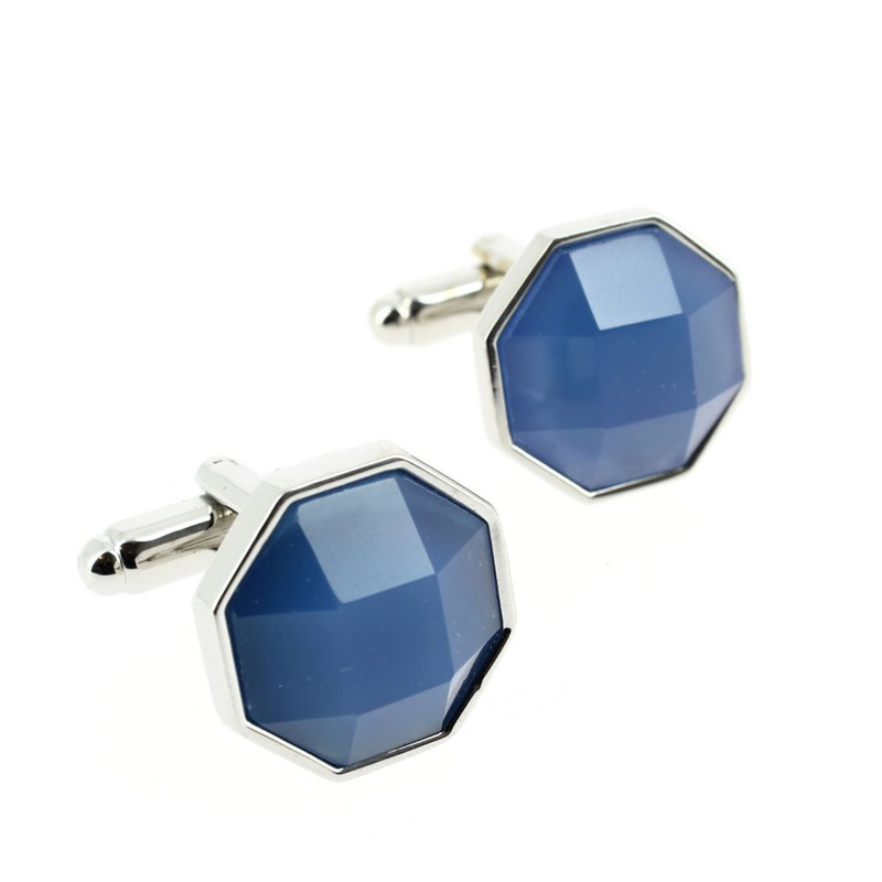 Boutons de manchette, Agathe bleu Octogonale