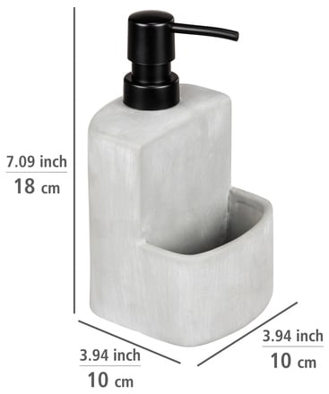 WENKO Spülmittelspender »Modell Festival« aus Beton, angesagter Industrial Look, mit Spülschwamm-Fach, 380 ml