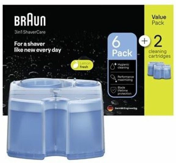 Braun 3-in-1 ShaverCare SmartCare Center Navulpatronen - Hygiënische Reiniging - 6+2 Stuks