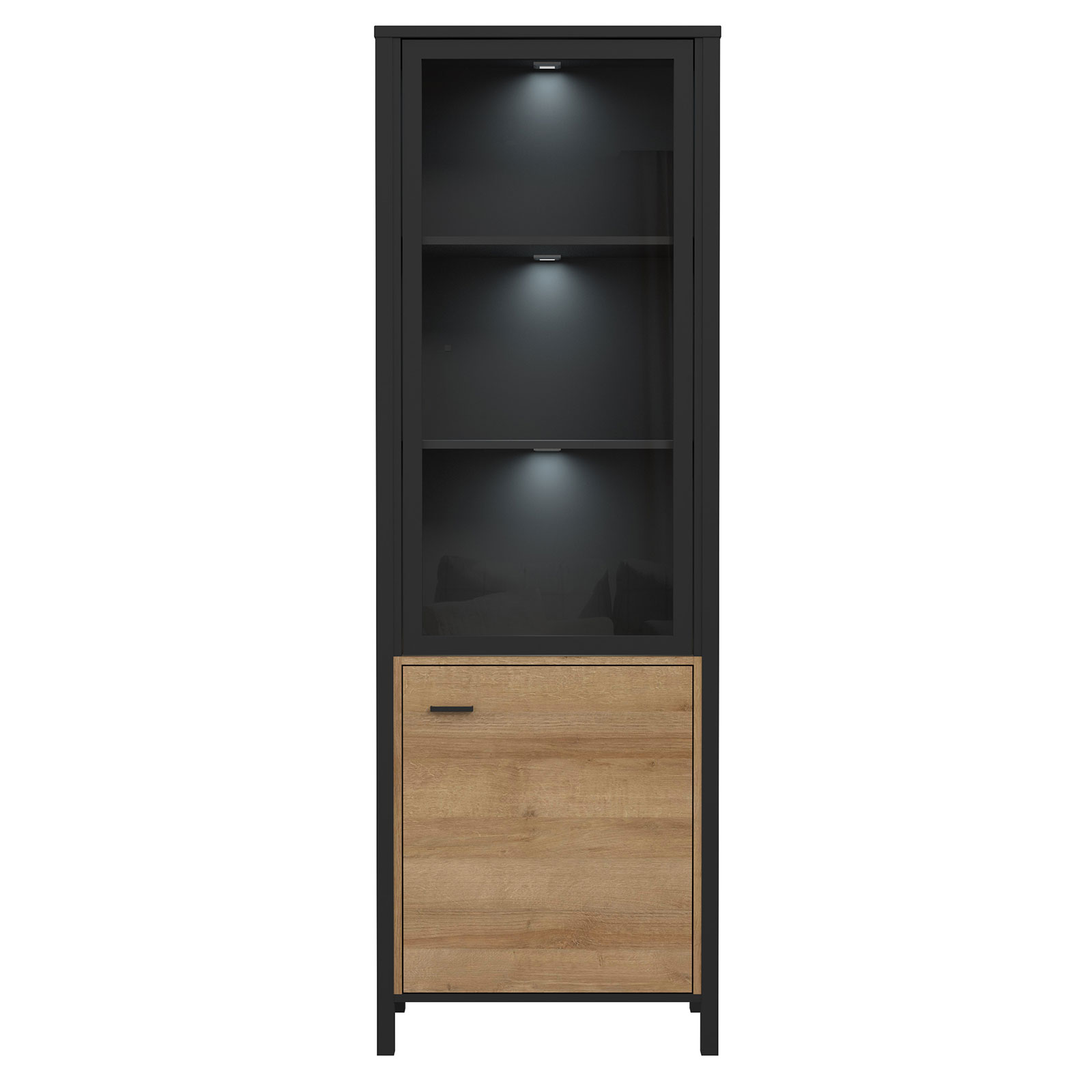 Vitrine - Riveria Eiche - schwarz - 40 cm breit