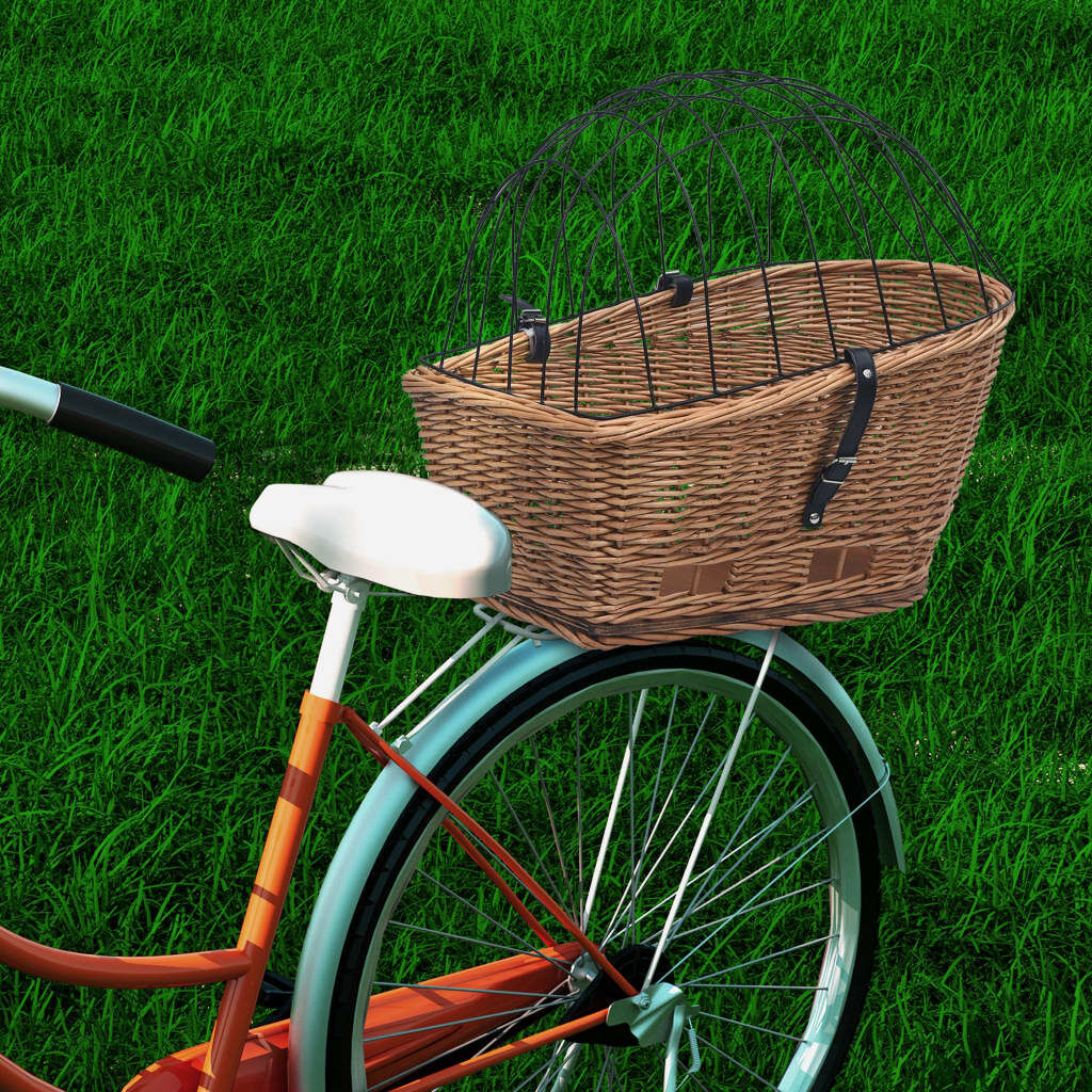 vidaXL Fietsmand achterop met deksel 55x31x36 cm riet