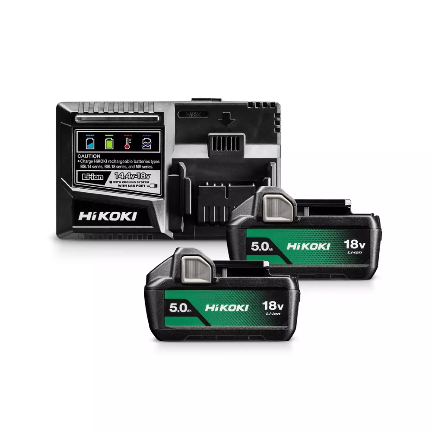 HiKOKI UC18YSL3WKZ 18V  Li-ion Accu starterset (2x 5,0Ah)   lader