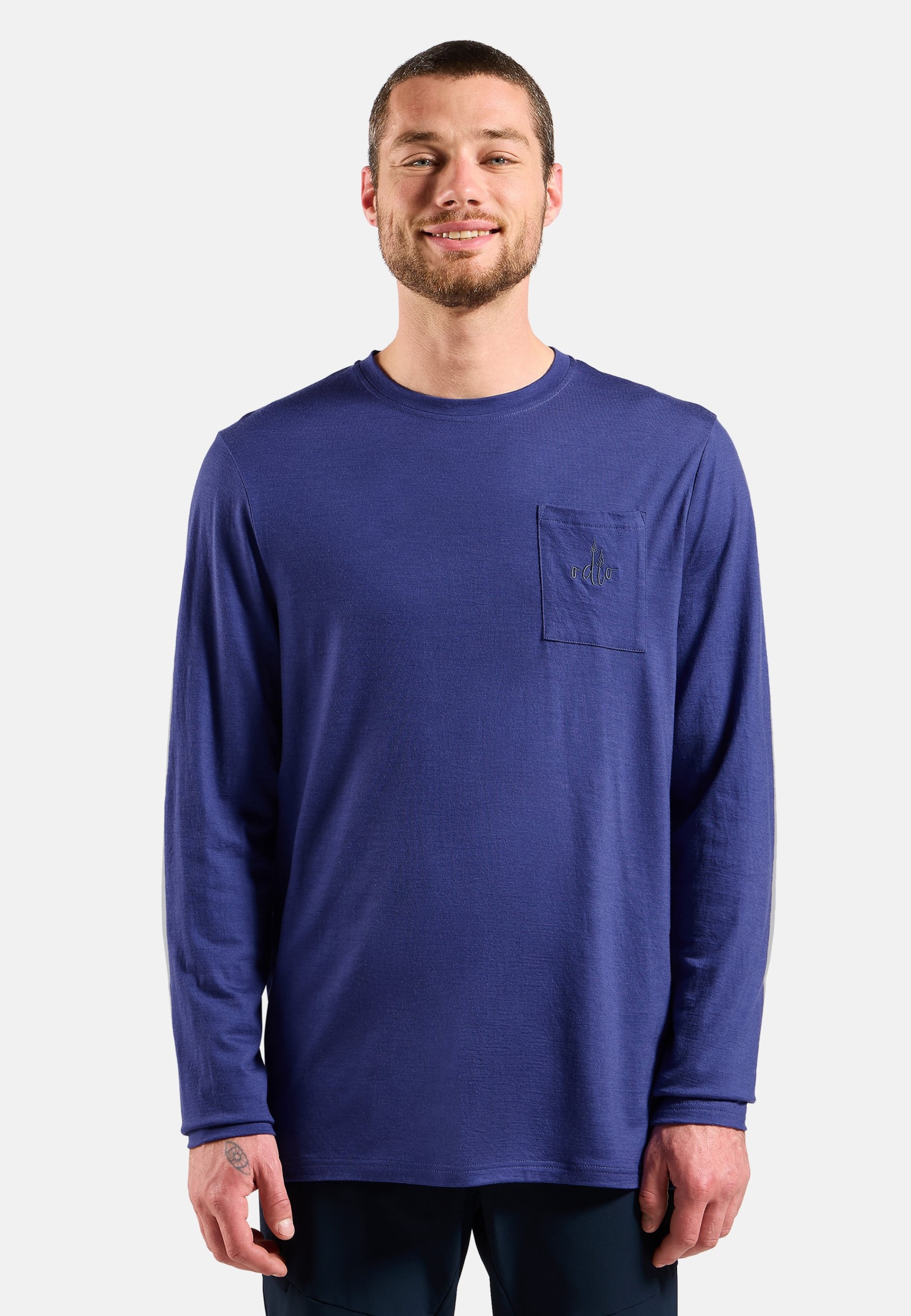 Ascent Merino 200 Langarmshirt mit Brusttasche in Skipper Blue