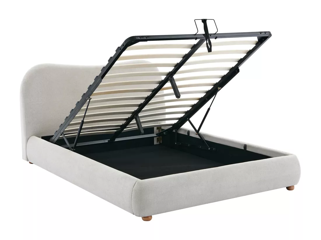 Lit coffre 140 x 190 cm - Tissu - Beige - VANARI