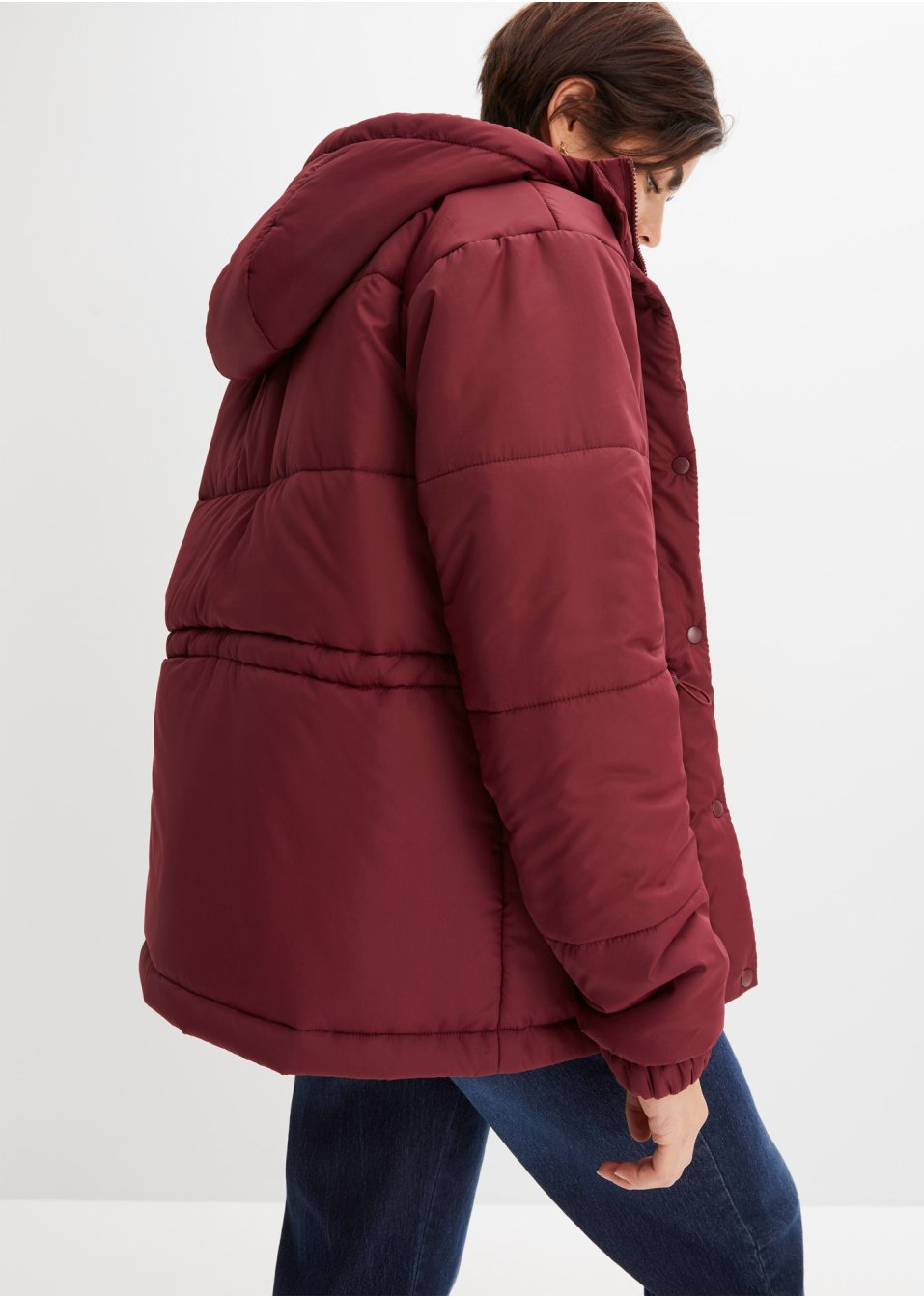 Veste matelassée raccourcie avec capuche et taille réglable