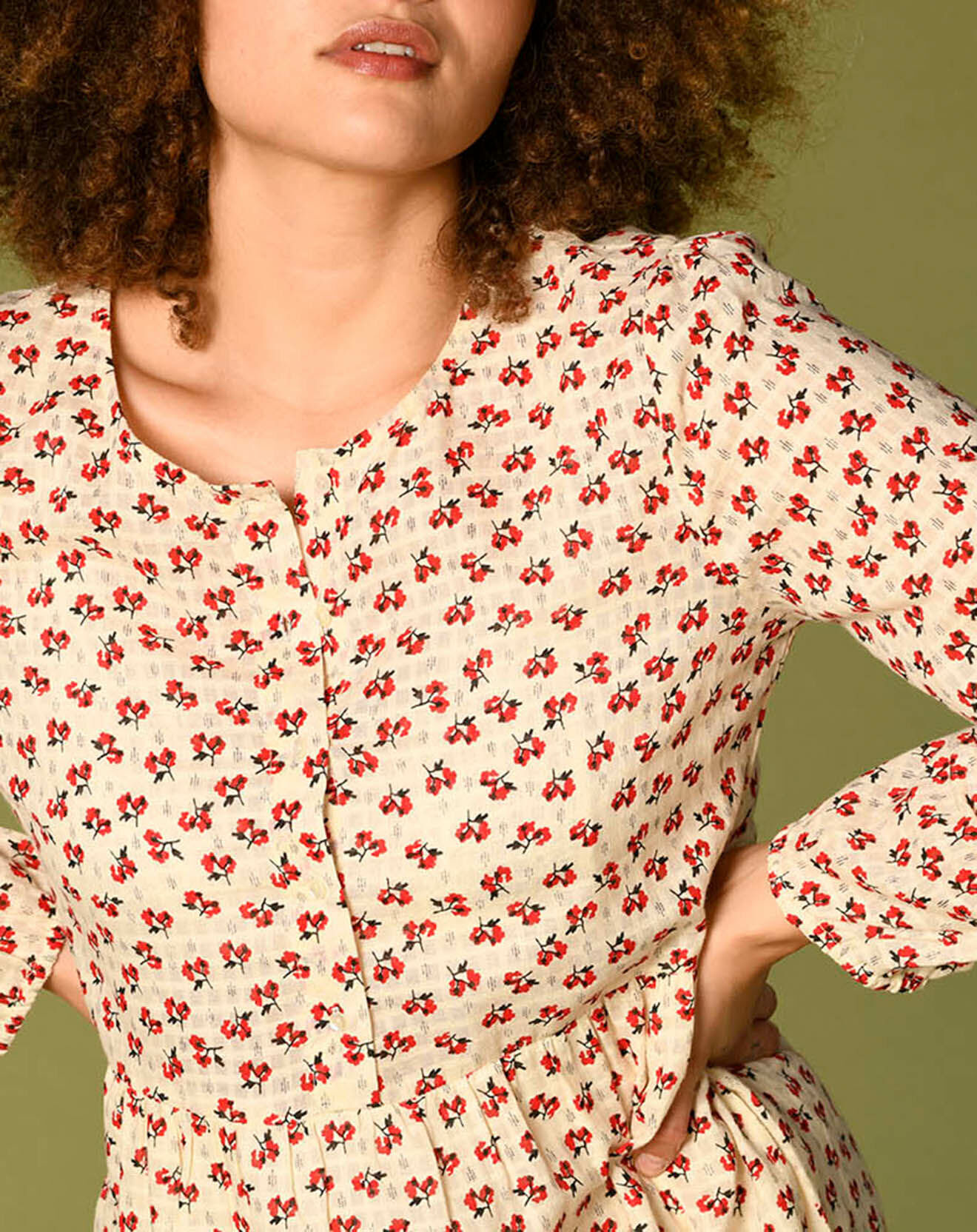 Harris Wilson Robe Laila à fleurs écru/groseille
