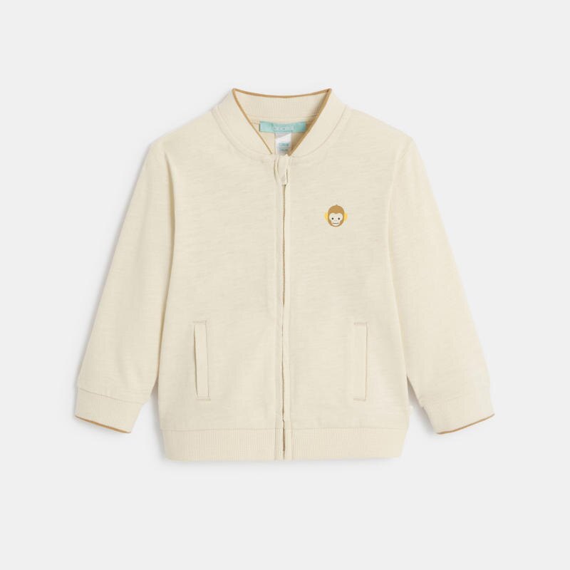 Gilet zippé jersey doublé tigre beige bébé garçon Beige