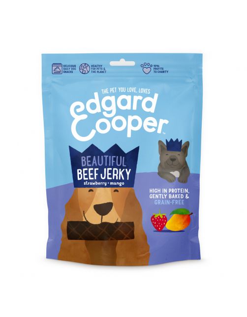 Edgard&Cooper Beef Jerky - Hondensnacks - Rund Aardbei Mango 150 g