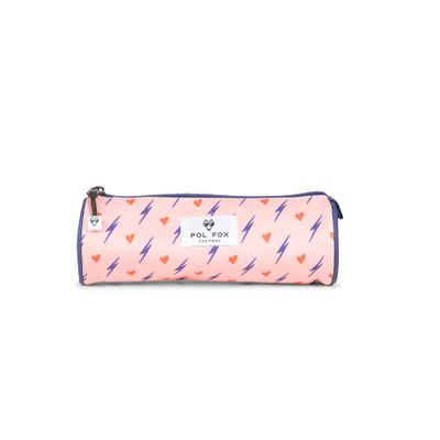 Trousse ronde Heart - 1 compartiment - rose - Pol Fox