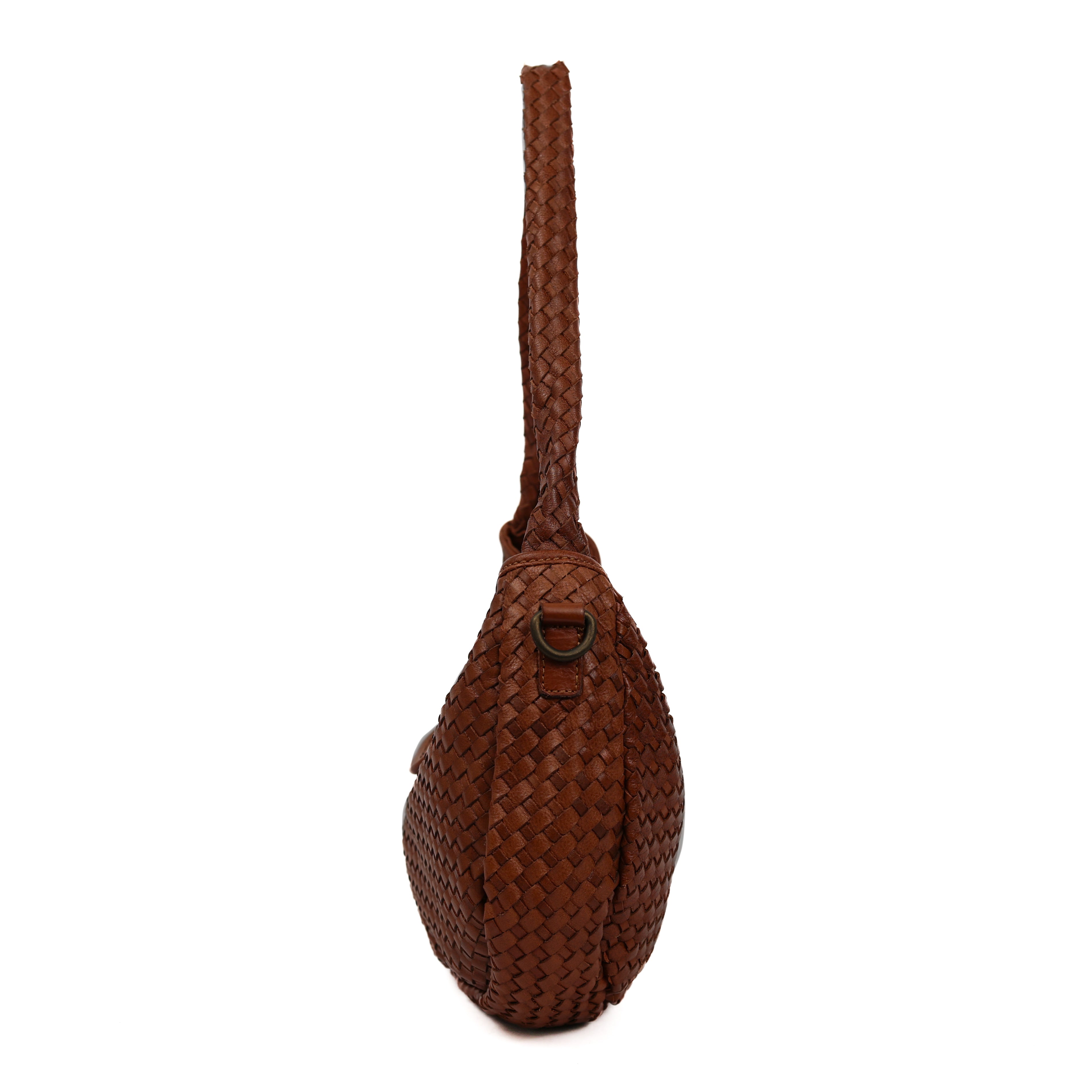 Gevlochten buideltasje 'Amelie' cognac Cognac