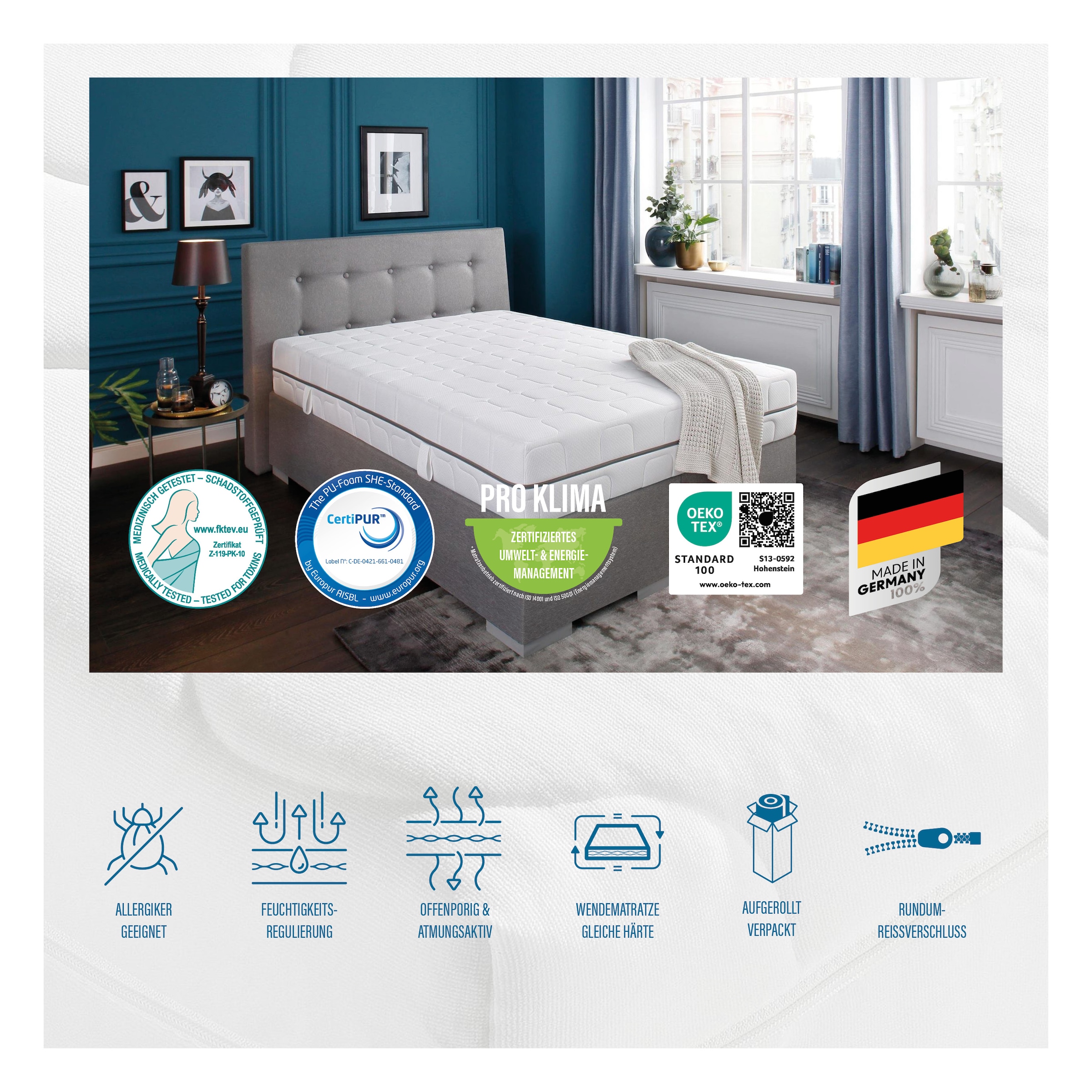 Beco Komfortschaummatratze »Grand Master, Matratze in 90x200 cm und weiteren Grössen erhältlich« 26 cm hoch Raumgewicht: 26 kg/m³ 1 Stk. tlg. in 3 Härtegrade, Schlafen wie im Luxushotel zum Sensationspreis