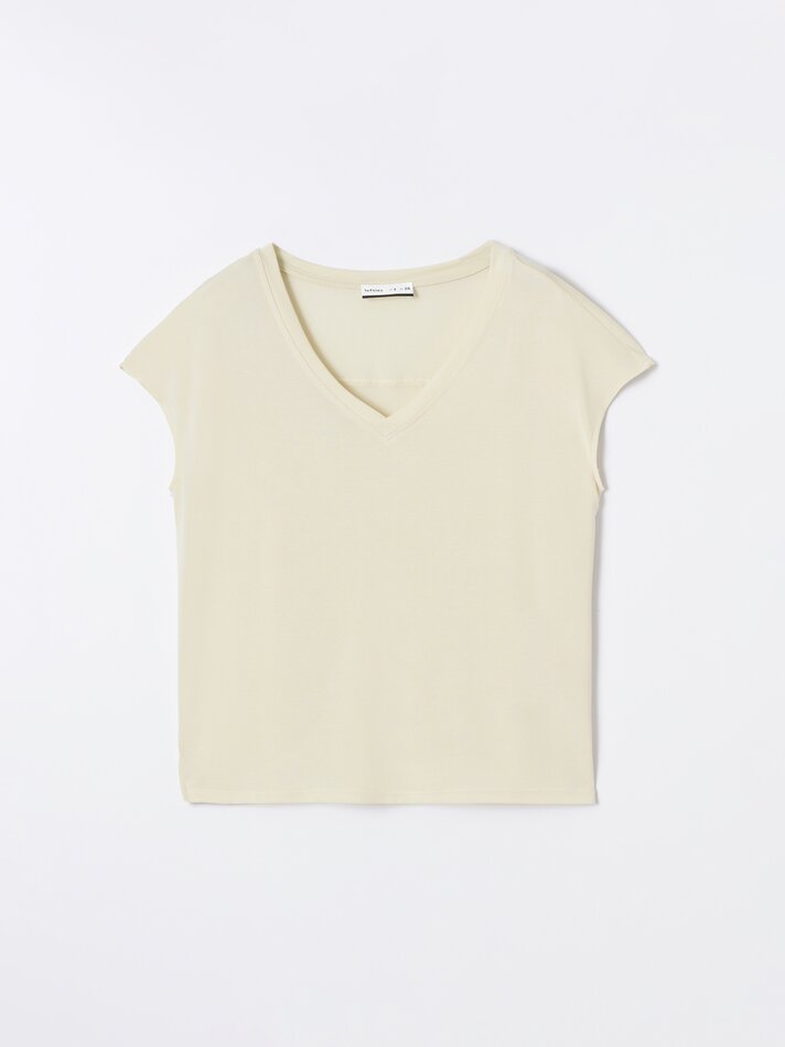 Camiseta fluida de manga curta - Amarelo Pastel